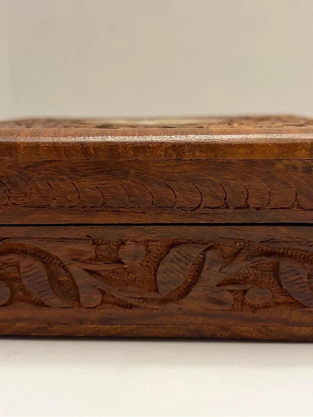 Vintage Indian Rosewood Keepsake Box w/ Original Artisan Label 1970s